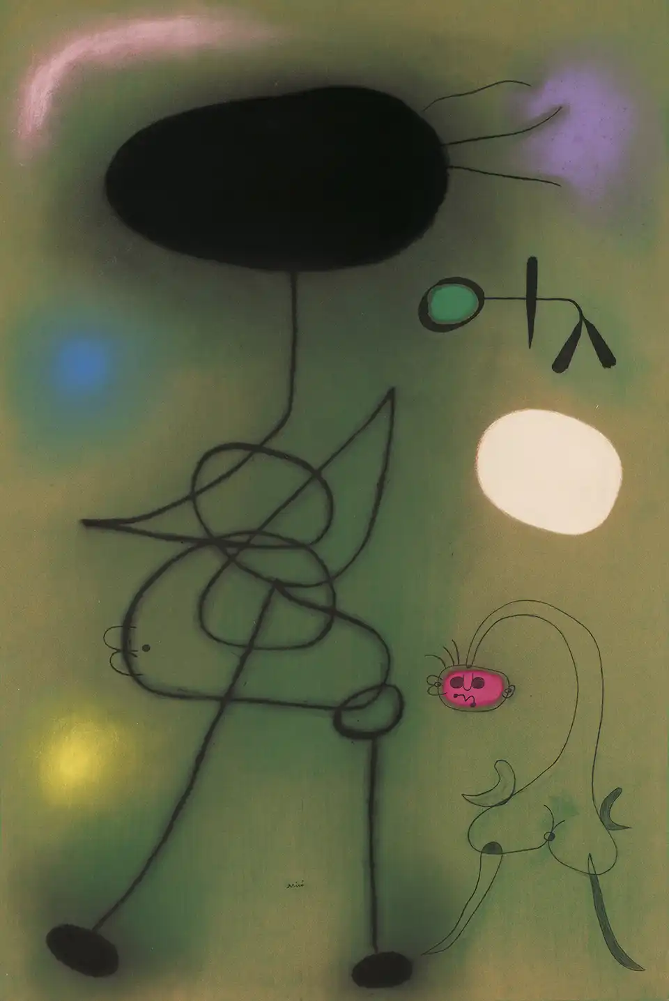Women and bird in front of the sun